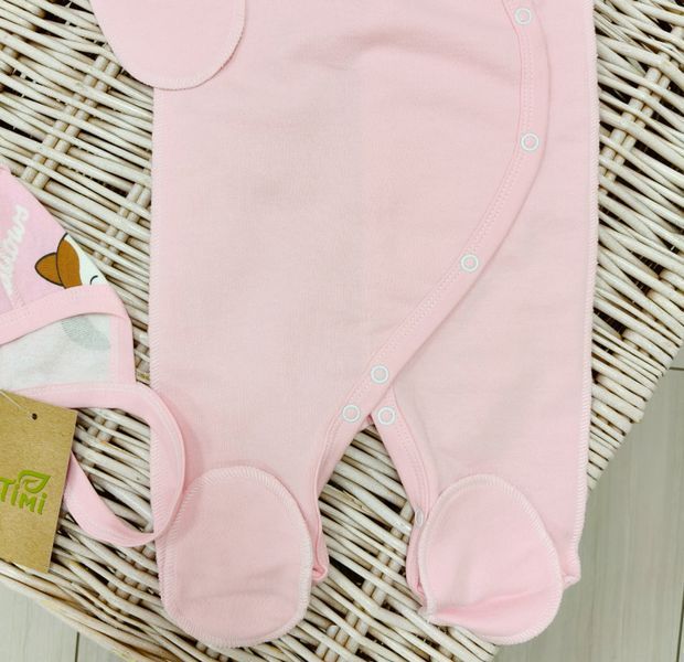Комплект з начосом чоловічок + шапочка рожевого кольору з принтом "Squishmallows" для дівчинки, 56, Футер з начосом 100% бавовна, Дівчинка