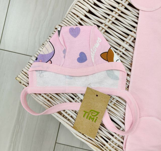 Комплект з начосом чоловічок + шапочка рожевого кольору з принтом "Squishmallows" для дівчинки, 56, Футер з начосом 100% бавовна, Дівчинка