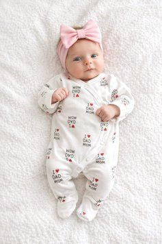 Чоловічок з начосом молочного кольору з принтом " I love dad mom" для новонароджених Т44 Фт50 I love dad mom - виробник одягу для новонароджених TimiTex