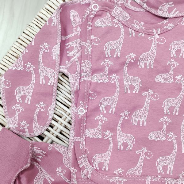 Комплект для новонароджених "жирафи на рожевому" Т14/4 І62жирафи на рожевому